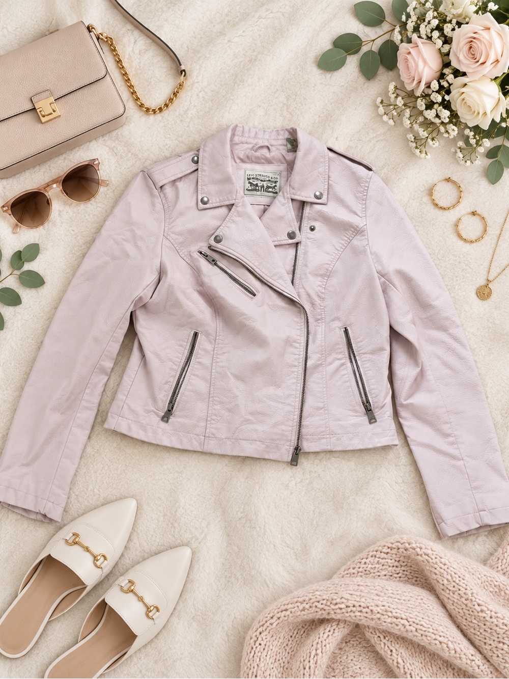 Levi's Light Pink Moto Leather Jacket